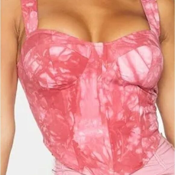 Pretty Little Thing Bustier Tie Dyed Pink Corset Top Size 4 - Picture 1 of 9